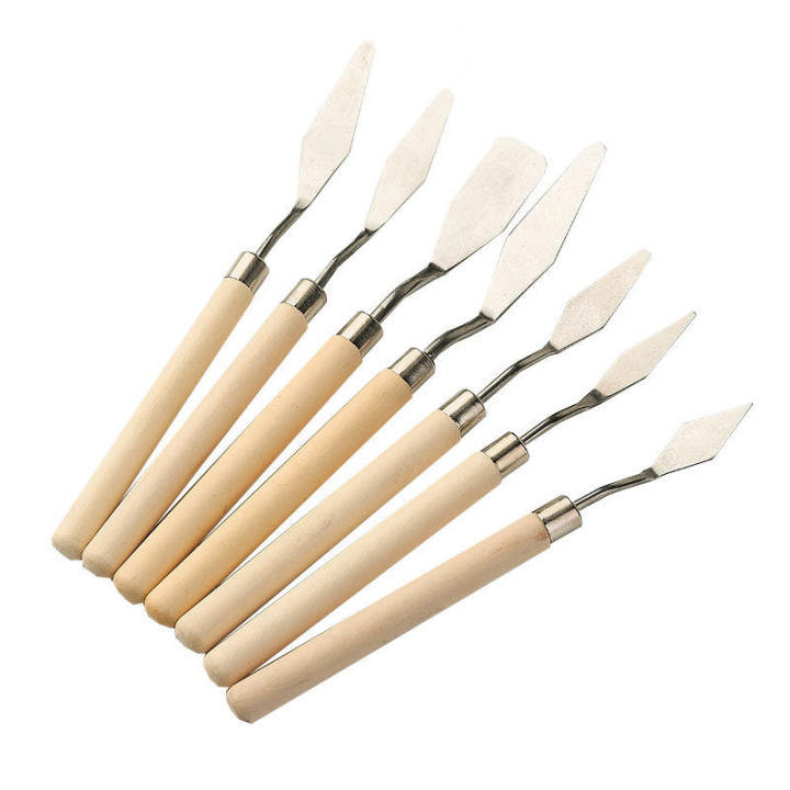 ★▲7Pcs/Set Stainless Steel Oil Painting Knives Artist Crafts Spatula Palette Knife Oil Painting Mixing Knife Scraper Art Tools