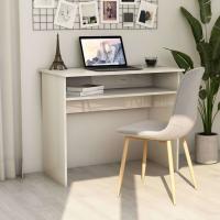 vidaXL Escritorio de madera contrachapada 90x50x74 cm en color Blanco/Blanco brillante/Gris hormigón y más | estructura resistente ideal para salón dormitorio o estudio - details 1