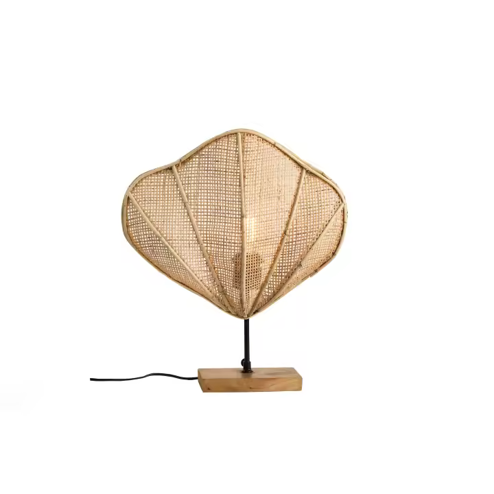 LAMPARA MESA CONCHA RATTAN SOP METAL HM472438 FIJALO - 1