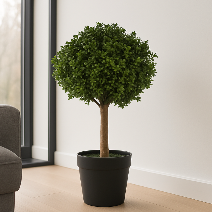 Poenia Arte Floral - Planta BOJ Artificial en Bola 70cm - Ref 631349 - Realista - Topiaria Decorativa - Planta Falsa de Aspecto Natural - Ideal para Entrada, Terraza u Oficina - Sin Mantenimiento