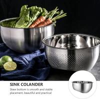 Colador de acero inoxidable Colador de cocina Tazón de frutas vegetales Cesta de drenaje Colador de pasta Cesta de lavado para arroz Fideos de espagueti Drenaje de alimentos 26Cm - details 1