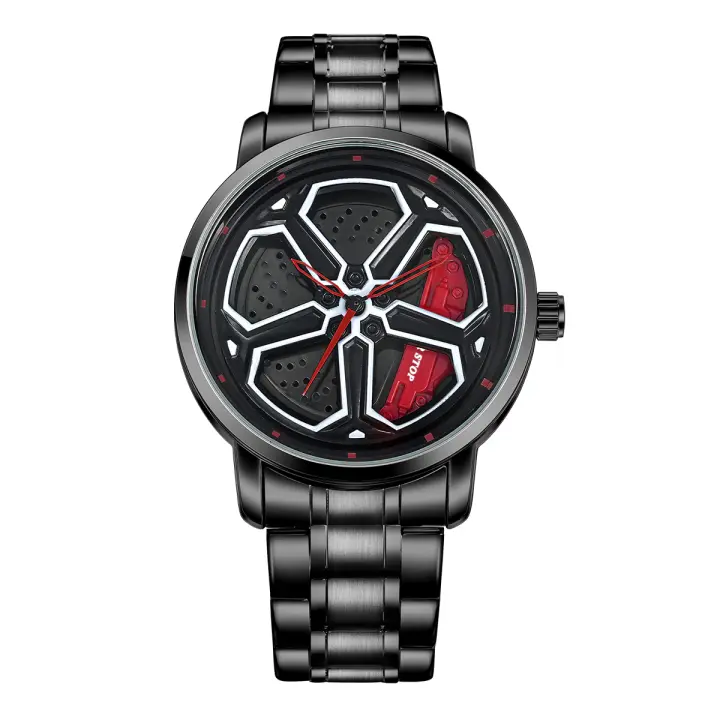 Reloj De Cuarzo Para Hombre NS Cuatro Hojas De La Suerte Con Ruedas De Auto Casual Y Creativo De Acero Inoxidable Resistente Al Agua - 1