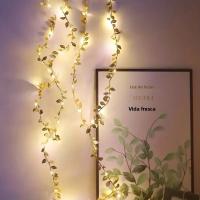 Cadena De Luces LED De 20 LEDs Pequeñas Hojas Doradas 2M Con Pilas Incluidas Para Decoración De Bodas Y Fiestas En Casa Navidad DIY - details 1
