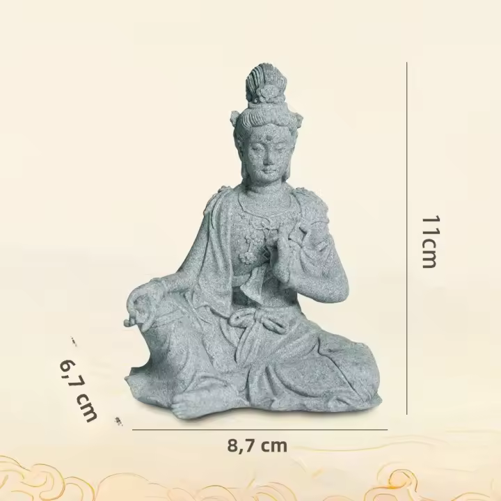 Miniatura De La Estatua De Guan Yin Buda Figura De Piedra Meditando Zen Para Acuario De Peces Decoración De Escritorio Feng Shui Regalos Chinos - 1
