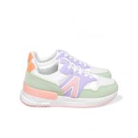 Sneakers de mujer de colorines y blanco - Zapatillas deportivas de mujer con cordonera - lhd-99 - details 4