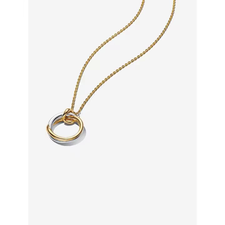 Pandora - Collar with Colgante bicolor de forma Orgánica-Plata de Ley, Baño de Oro de 14 K - 1