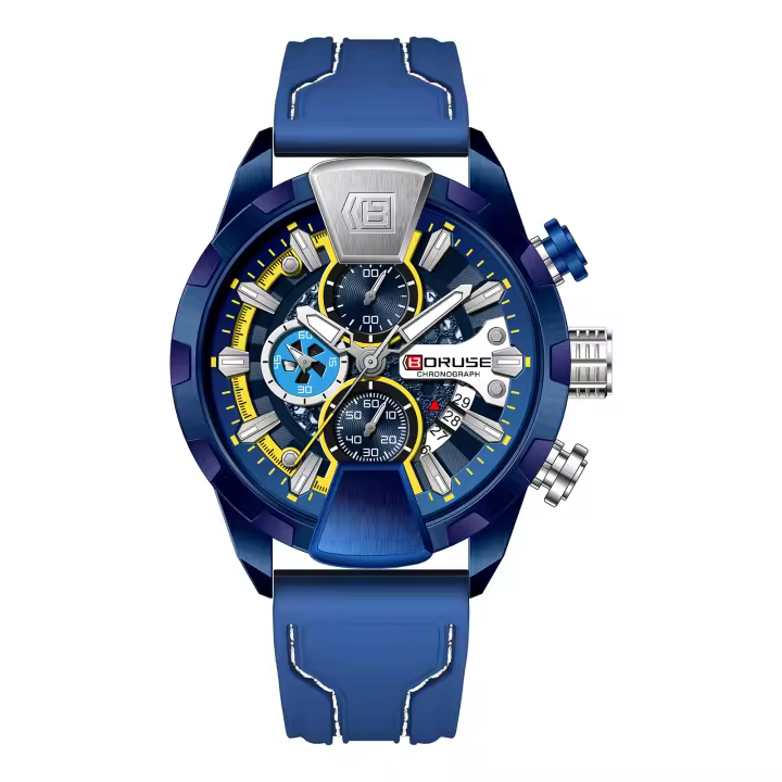 Reloj Boruse Para Hombre Rojo Impermeable Cronógrafo Reloj De Pulsera De Negocios Con Calendario Reloj Masculino Regalo Perfecto - 1