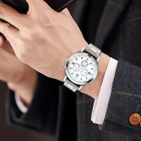 Reloj De Cuarzo Para Hombre Negro Lujo Deportivo Con Correa De Acero Inoxidable Reloj De Moda Para Negocios Resistente Al Choque Y Antigolpes - details 1