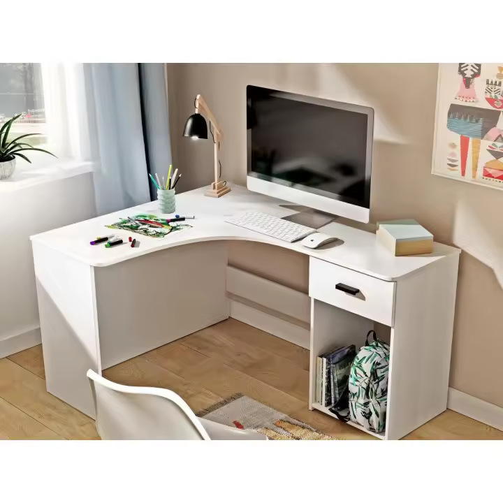 Mesa de ordenador esquinera Austin 303 , Muebles ES, Rectangular, Blanco, 155 x 75 x 55cm - 1