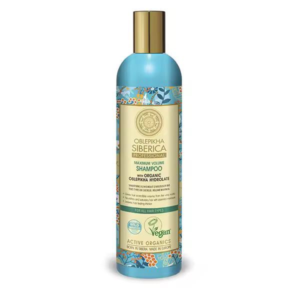 NATURA SIBERICA CHAMPÚ CON HIDROLATO DE ESPINO AMARILLO ORGÁNICO PARA TODO TIPO DE CABELLO, VOLUMEN MÁXIMO, 400 ML - 1