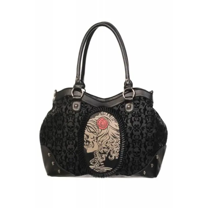 Bolso Para Mujer BANNED Negro Estilo Gótico Camafeo Relieves BBN757 - 1