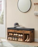 Banco zapatero con asiento acolchado, resistente, 3 estantes, tapa abatible, marrón o blanco, perfecto para pasillo o habitación - details 6