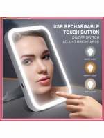 Espejo De Maquillaje LED Con Ajuste De Brillo Y Giratorio Incluye Almacenamiento Y Cargador USB Para Tu Rutina De Belleza - details 0
