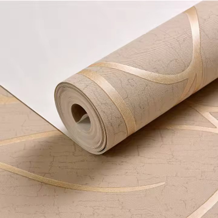 Papel Tapiz 3D Antihumedad Y Resistente Al Agua Para Dormitorio Estilo Europeo Moderno 53cm Rayas Curvas Engrosado Adhesivo Para Pared - 1