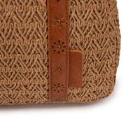 Bolso mochila convertible antirrobo para mujer, hecho a mano en rafia natural y ecopiel con detalles de crochet, asa trasera de seguridad y doble uso como mochila o bolso de mano, ideal para ciudad, viajes o verano | MAC&NOA - details 6