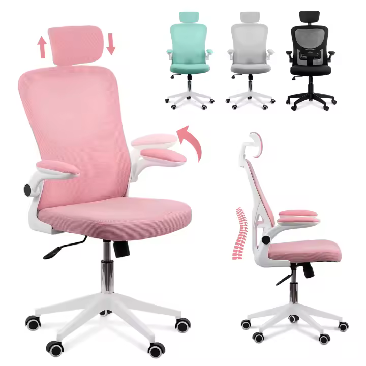 JUPPLIES Silla Escritorio Ergonomica - Silla oficina Ajustable y Reclinable con Soporte Lumbar, Reposacabezas Ajustable, Plegables, Malla Transpirable, Ruedas Giratorias 360° Soporta hasta 120kg - 1