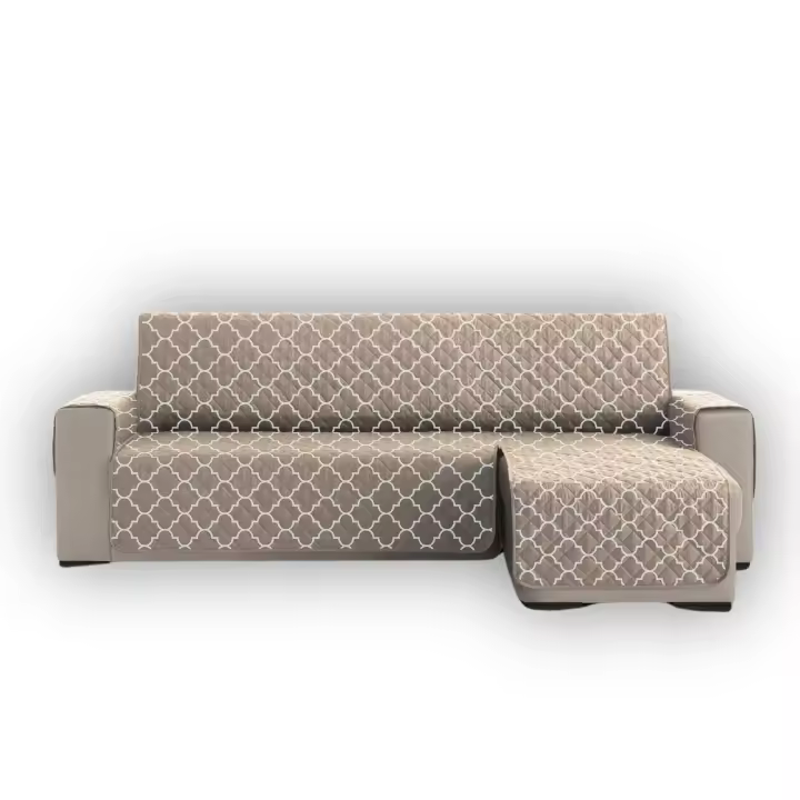 HMS Funda de Sofá Chaise Longue Estampado Omega Acolchada Reversible  Protección Antiácaros y Manchas  240cm - 1