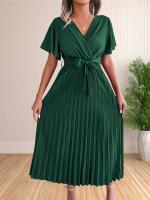 Vestido Maxi De Verano Para Mujer Con Volantes Y Cintura Ajustable Vestido De Fiesta V-Neck Traje De Baño A-Line Midi - details 16