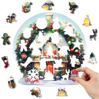 Rompecabezas De Madera Navideño Para Casa Modelo 3D Exquisito Decoración De Fiestas Regalo Interactivo Para Familia Entretención Adultos A3 A4 A5 - details 2