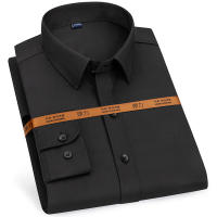 Camisa De Encaje Para Hombre De Cuello Alto Con Mangas Largas Y Corte Slim Casual De Alta Calidad Transpirable De Color Sólido Para Negocios - details 7