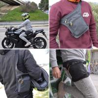 AHR quality Riñonera Pierna Riñonera Lateral Pernera Moto Hippie con Cremallera, 3 Bolsillos y Doble Sujeción Unisex (Negro Puro) - details 0