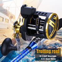 Carrete De Pesca Sougayilang Con Contador De Línea Reloj De Manivela Para Salmón Y Atún 4.1:1/6+1BB Máximo Arrastre 25Kg Pesca En Oceano Y Río - details 0