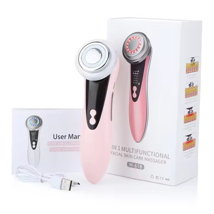Masajeador Facial EMS Con Terapia De Luz LED Y Vibración Sonica Ion Para Reafirmar La Piel Dispositivo De Belleza Antiarrugas Herramienta De Cuidado De La Piel - 1