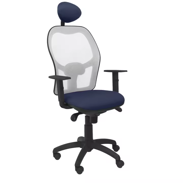 Silla de Oficina Ergonómica Piqueras Y Crespo con Cabecero Fijo y Malla Transpirable Gris y Asiento Ajustable en Altura Bali Azul Marino - 1