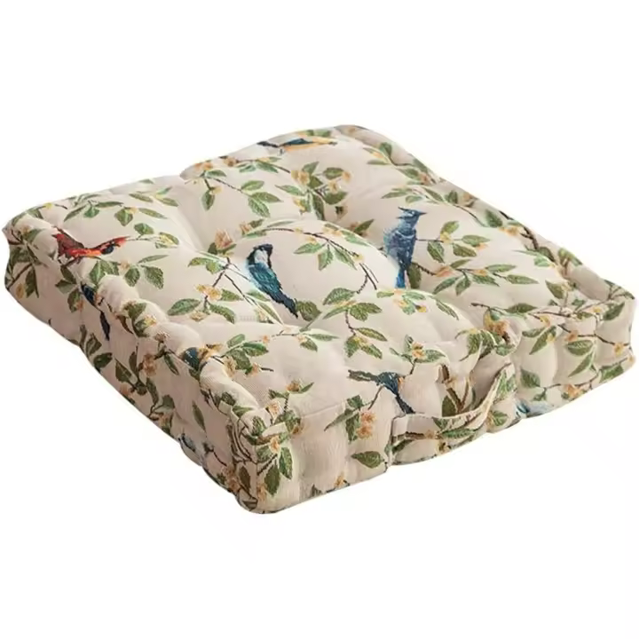 Cojín cuadrado de suelo para meditación, con asa, estilo bohemio, grueso, para silla, yoga, sala de estar, balcón, exterior, tatami (beige) - 1