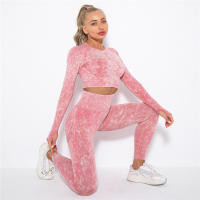 SSITO Conjunto de Yoga sin Costura para Mujer, trajes Deportivos para Fitness, ropa de Gimnasio, Top Short de manga Largo, camisas, Mallas para Corver High, pantalones de entrenamiento - details 10