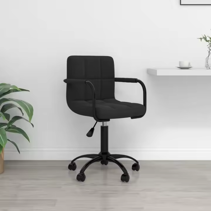 vidaXL Silla de oficina giratoria de terciopelo en color Negro/Gris claro | cómodas modernas ergonómicas para comedor cocina salón hogar - 1