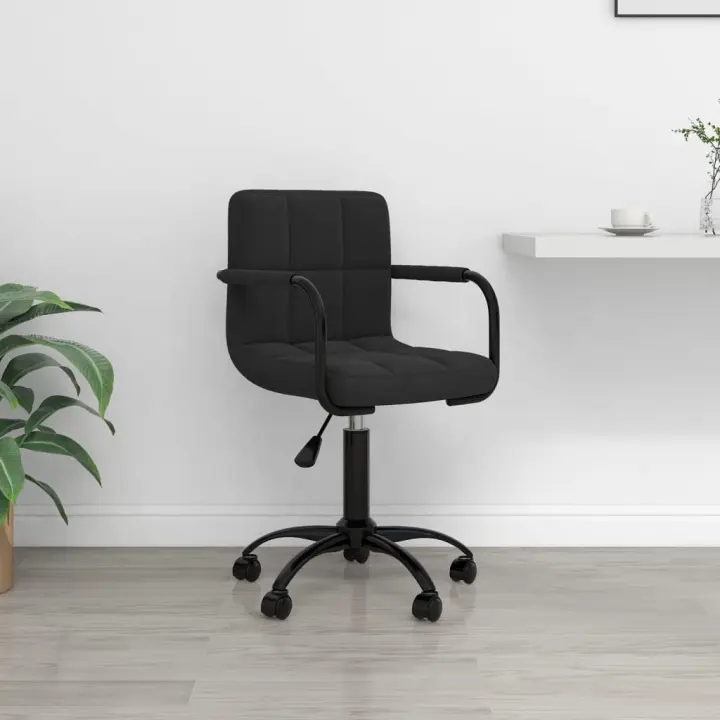 vidaXL Silla de oficina giratoria de terciopelo en color Negro/Gris claro | cómodas modernas ergonómicas para comedor cocina salón hogar - 1