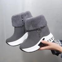 Botas De Nieve Calientes Para Mujer Con Plataforma Botines De Tobillo Cerradura De Cremallera Botas Internamente Aumentadas En Negro Y Gris - details 1