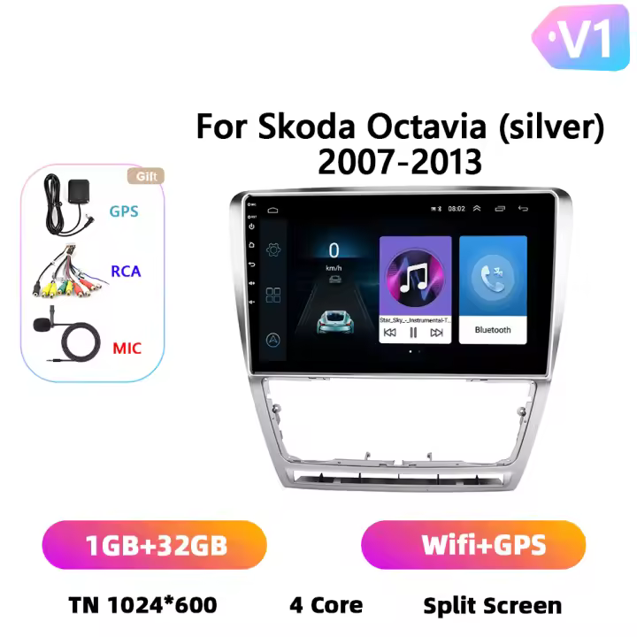 Podofo Radio de coche Android 2 Din para Volkswagen Skoda Octavia 20072008 2009 2010 2011 2012 2013 Carplay 8+128GB AI Voice WIFI+4G DSP GPS Navegación Multimedia Reproductor de Video - 1