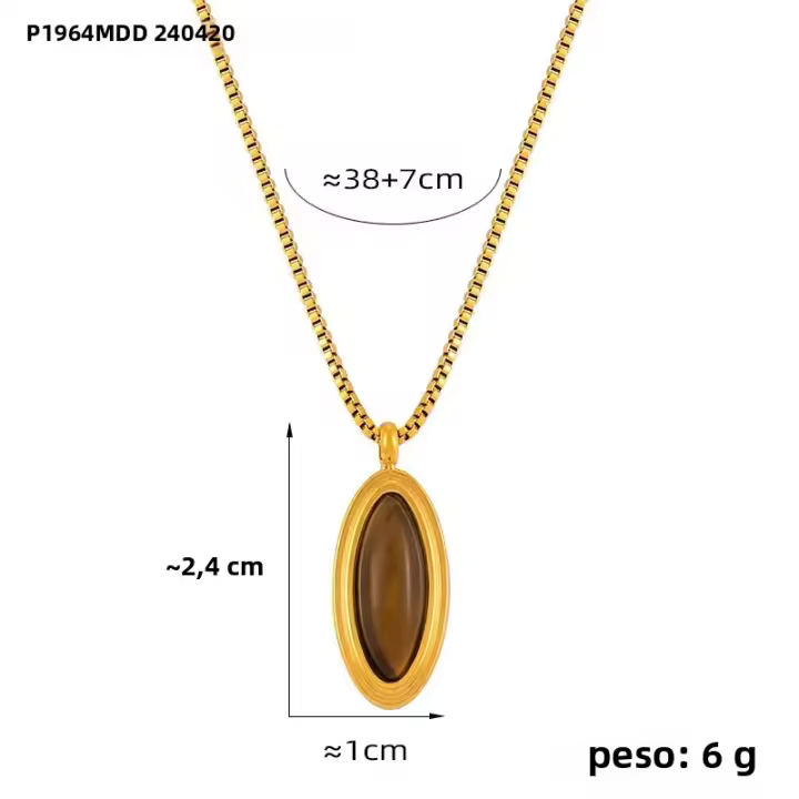 Collar De Acero Inoxidable Con Colgante De Ojo De Tigre Para Hombres Y Mujeres Resistente Al Agua Cadena De Cuello Para Parejas Joyería Moda Para Fiestas - 1