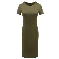 Vestido De Verano Para Mujer Largo De Rodilla Brillante Casual Con Manga Corta Vestido Bandage Bodycon Silueta Sheath QT031 - details 5