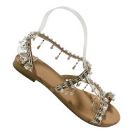 Sandalias De Perla Para Mujer Verano Cómodas Para Playa Con Cordón En El Tobillo Sandalias De Tacón Plano Ligero Para Occasional - details 9