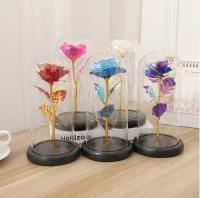 Regalo De San Valentín Para Novia Rosa LED Eterna En Cubierta De Vidrio Favor De Boda Para Madre Cumpleaños Decoración De Oficina - details 13