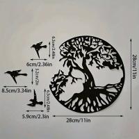 Arte De Pared De Hierro Silueta De Árbol De La Vida Y Tres Pequeñas Golondrinas 11x11 Pulgadas Decoración Para Pared Estilosa - details 2