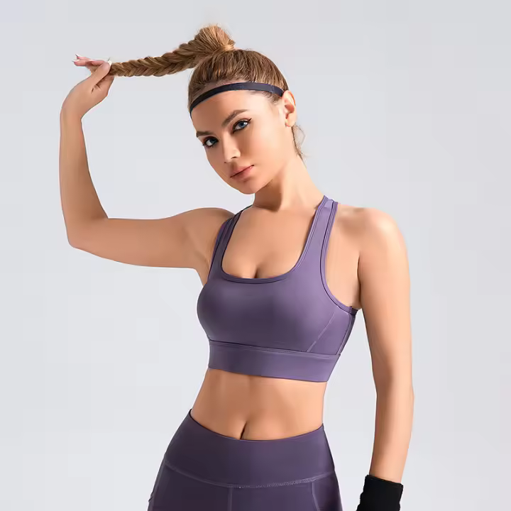 El melocotón breasted el sujetador deportivo para la parte posterior a prueba de choques de alta resistencia de la yoga de la aptitud de las mujeres se divierte el sujetador - 1