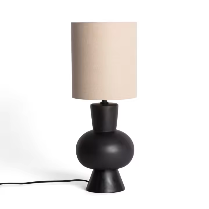 LEDKIA LIGHTING - Lámpara de Mesa Cerámica y Lino Amabel | Diseño Moderno y Sofisticado | Compacta y Resistente | Perfecta para Salón y Dormitorio, Negro, Lino - 1