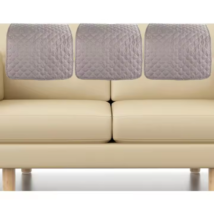 3 fundas para el reposacabezas del sofá, de poliéster con chaise longue, 57 x 38 cm, antideslizante, antimanchas, antipelo, funda moderna para sofá chaise longue antiarañazos, color gris - 1