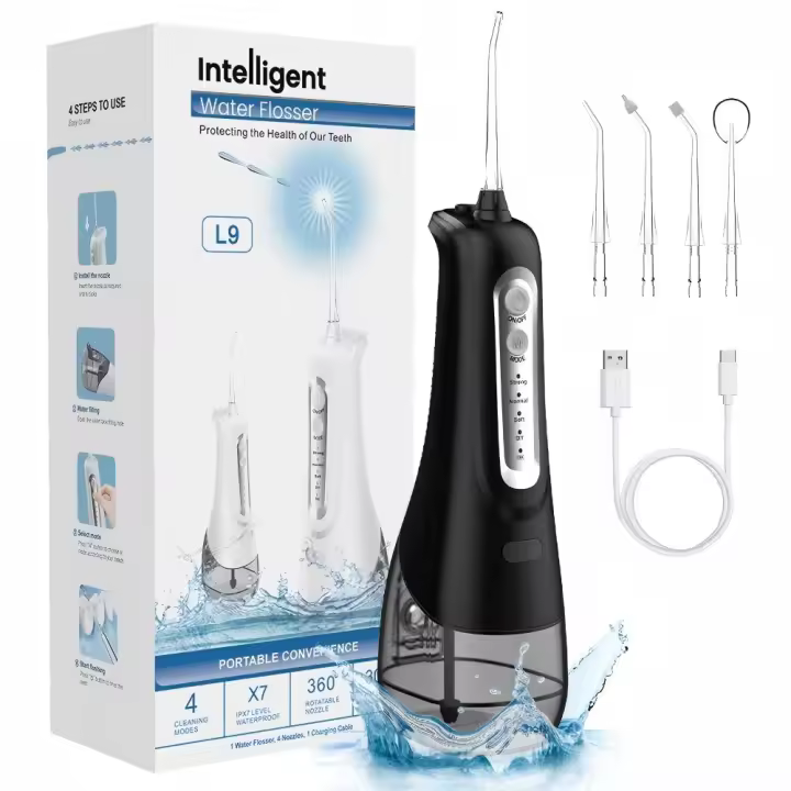 Irrigador dental inalámbrico, irrigador bucal portatil recargable con 4 modos, batería de litio de 1500 mAh, carga USB, hilo dental eléctrico sin perfume para el hogar y los viajes, potencia de limpieza de 140 PSI-Cecodadi - 1