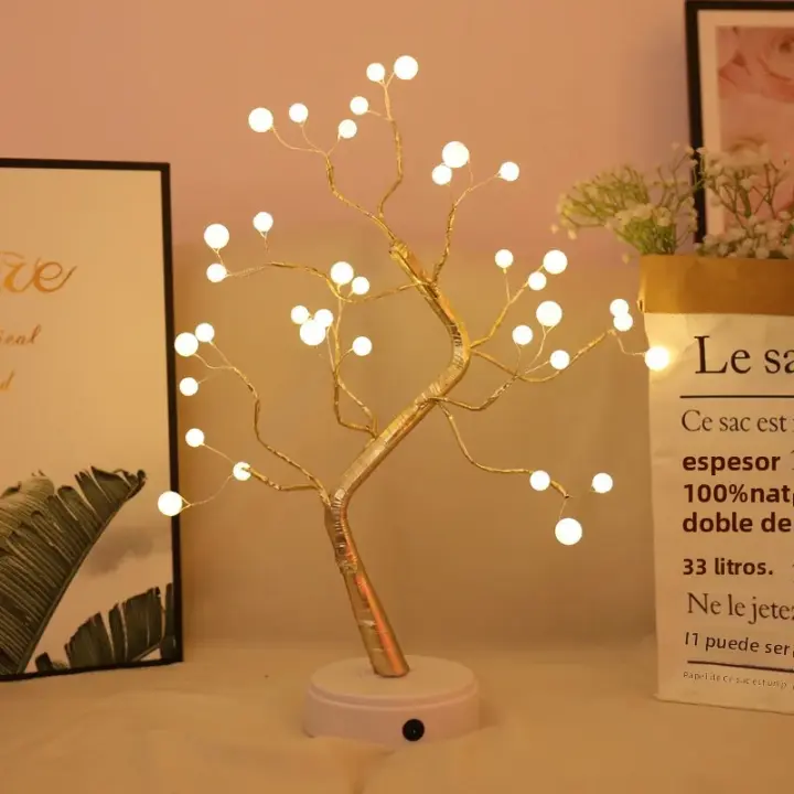 Luces De Árbol LED Navidad Con Aves Estrelladas Decoración Regalo Cumpleaños Luz Nocturna Atmosfera Fuente De Alimentación Batería AA Incluida - 1