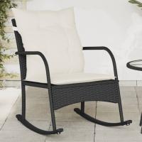vidaXL Silla mecedora de jardín con cojines ratán sintético en color Negro/Gris claro/beige y gris y más | cómodas modernas ergonómicas para comedor cocina salón hogar - details 0