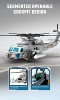 SEMBO 862pcs Bloques De Construcción Helicóptero Tipo Marítimo Z-20 Juguetes Para Niños Modelo De Avión Combatiente Regalo Para Chicos - details 2