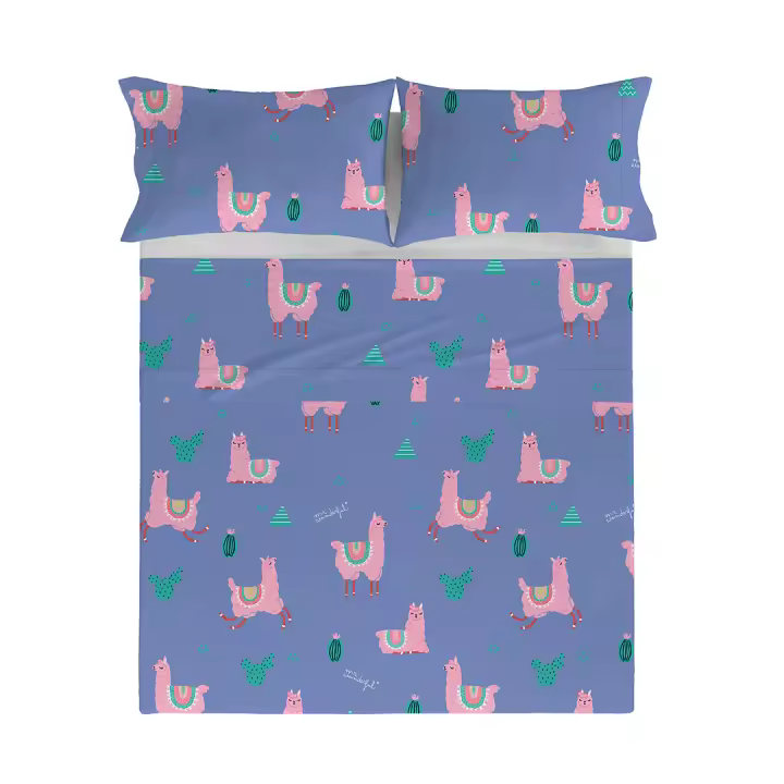 MR. WONDERFUL - Sábana encimera LLAMAS 100% algodón 144 hilos, ropa de cama. Disponible para cama de 90 cm (160x270 cm), 135 cm (210x270 cm), 150/160 cm ( 240x270 cm), 180 cm (270x270 cm). Fabricado en España. - 1