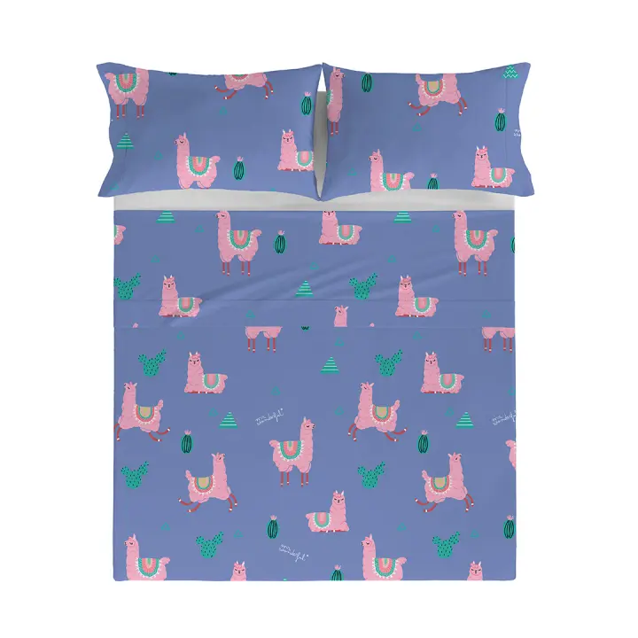 MR. WONDERFUL - Sábana encimera LLAMAS 100% algodón 144 hilos, ropa de cama. Disponible para cama de 90 cm (160x270 cm), 135 cm (210x270 cm), 150/160 cm ( 240x270 cm), 180 cm (270x270 cm). Fabricado en España. - 1