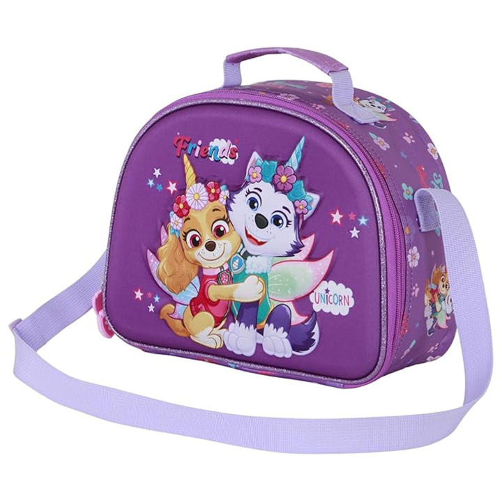 Paw Patrol Bolsa Portamerienda Infantil 3D con Asa para el Hombro, Bolsa Térmica para Almuerzo Skye y Everest La Patrulla Canina, Ideal para Guardería, Colegio, Viaje, Campamento, Vacaciones, Regalo Cumpleaños para Niñas