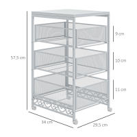 HOMCOM Carrito Auxiliar con Ruedas Carrito de Almacenamiento de 3 Niveles con 3 Cesta de Almacenamiento para Salón Comedor Cocina Baño 34x29,5x57,5 cm Blanco - details 3
